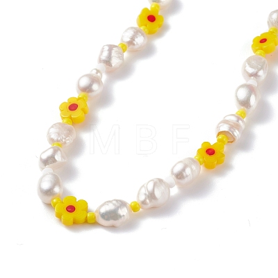 Natural Pearl Beaded Necklace NJEW-TA00018-03-1