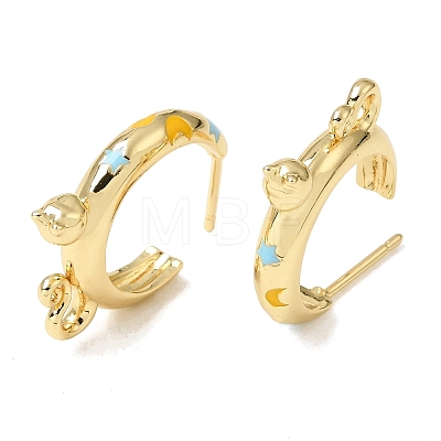 Brass Enamel Stud Earrings KK-CBA8324-23G-04-1