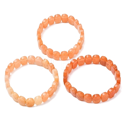 Natural Red Aventurine Faceted Beaded Stretch Bracelets for Women BJEW-K251-07N-1