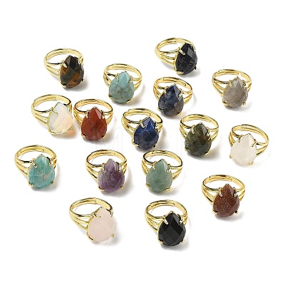 Brass Cuff Open Rings RJEW-D347-04G-1