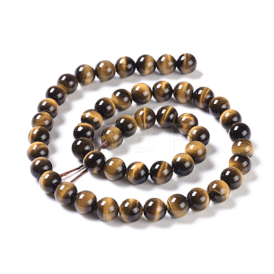 Natural Tiger Eye Round Bead Strands G-L411-07-8mm-1