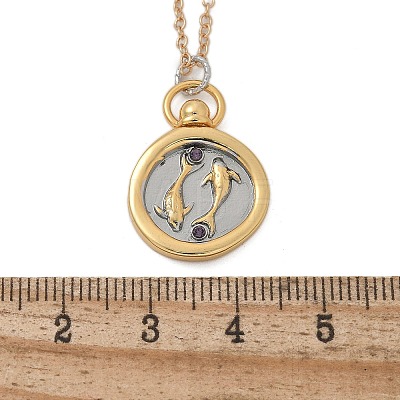 Brass Twelve Constellations Tarot Pendant Necklaces NJEW-Q006-01B-G-1