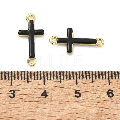 Brass Enamel Religion Cross Links Connector Charms KK-D229-07G-01-1
