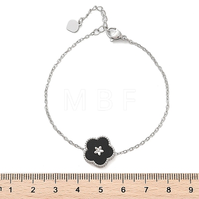 304 Stainless Steel Cable Chain Charm Bracelets for Women BJEW-U024-04P-03-1