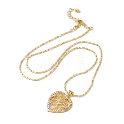 Brass Micro Pave Cubic Zirconia Heart Pendant Necklaces for Women NJEW-S429-01G-01-1