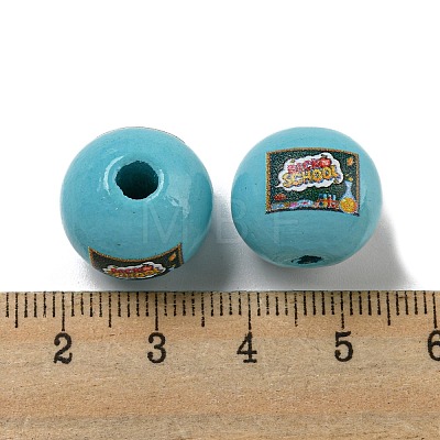 Printed Wood European Beads WOOD-L020-D12-1