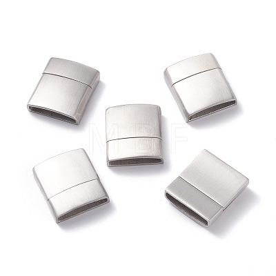 Tarnish Resistant Matte 304 Stainless Steel Rectangle Magnetic Clasps with Glue-in Ends STAS-E089-41E-1