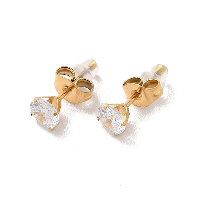 Clear Cubic Zirconia Butterfly Pendant Necklace & Diamond Stud Earrings SJEW-M099-05G-1