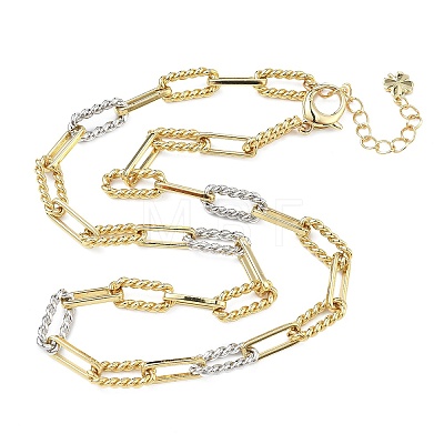 Two Tone Brass Twisted Rectangle Link Chain Necklaces KK-C251-31GP-1