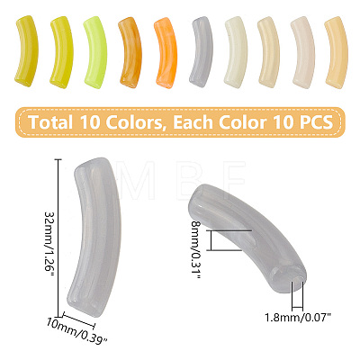   100Pcs 10 Styles Opaque Acrylic Beads MACR-PH0001-72A-1