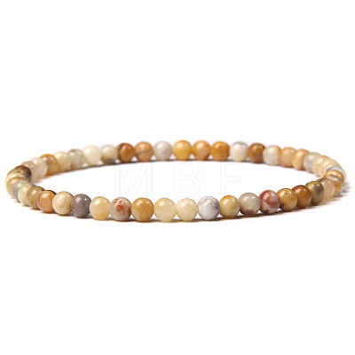 4mm Round Natural Crazy Agate Beads Bracelet for Men KG3069-14-1