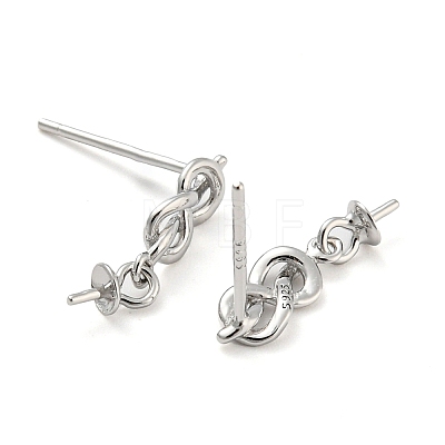 Rhodium Plated 925 Sterling Silver Stud Earring Findings STER-Q192-25P-1