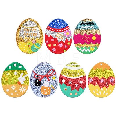 14Pcs 7 Styles Easter Egg Bunny Acrylic Pendants FIND-CJ0001-70-1