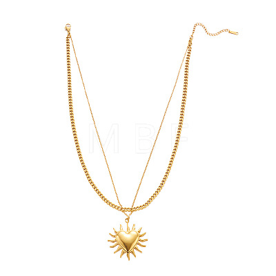 Summer Beach 304 Stainless Steel Double Layer Pendant Necklaces for Women FS-WG35B3D-03-1
