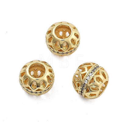 Brass Micro Pave Cubic Zirconia European Beads KK-Q006-46G-1