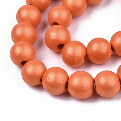 Painted Natural Wood Beads Strands WOOD-S053-58H-1