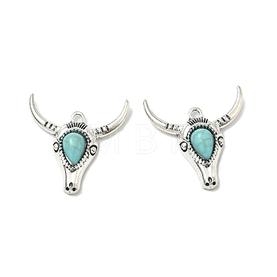 Bohemian Synthetic Turquoise Cattle Pendants FIND-Z112-01AS-07-1