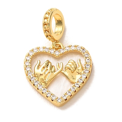 Brass Micro Pave Clear Cubic Zirconia European Dangle Charm CU-CBA9AB3-34G-1