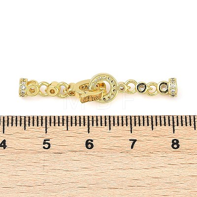 Brass Micro Pave Clear Cubic Zirconia Fold Over Clasps KK-H202-19G-1