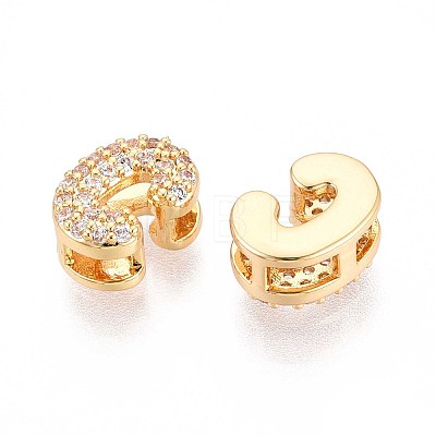 Brass Micro Pave Clear Cubic Zirconia Beads KK-T071-17G-C-1