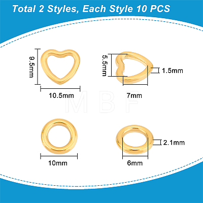 Unicraftale 20Pcs 2 Style 304 Stainless Steel Linking Ring STAS-UN0045-88-1