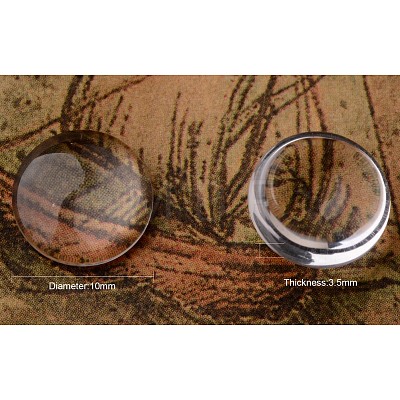 10mm Flat Back Cleared Glass Cabochons Transparent Dome Tile Jewelry Making Supplies for Photo Craft GGLA-PH0001-03D-B-1
