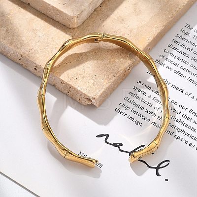 304 Stainless Steel Hinged Bangles for Women BJEW-B108-04G-1