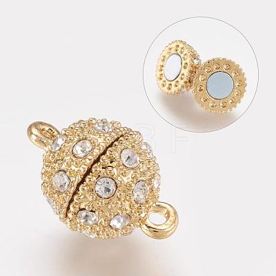 Alloy Rhinestone Magnetic Clasps with Loops RB-H116-3-G-1-1