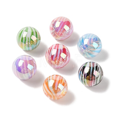 10Pcs UV Plating Colours Acrylic Beads OACR-S146-01K-1