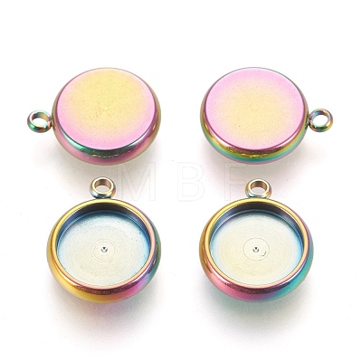 Ion Plating(IP) 304 Stainless Steel Pendant Cabochon Settings STAS-K202-03D-M-1