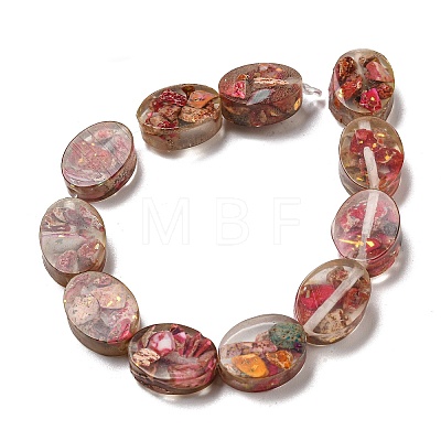 Dyed Natural Imperial Jasper with Resin Beads Strands G-G083-A03-01-1