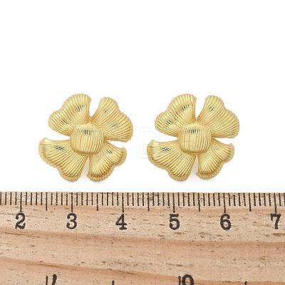 Brass Flower Stud Earrings EJEW-R016-17G-1