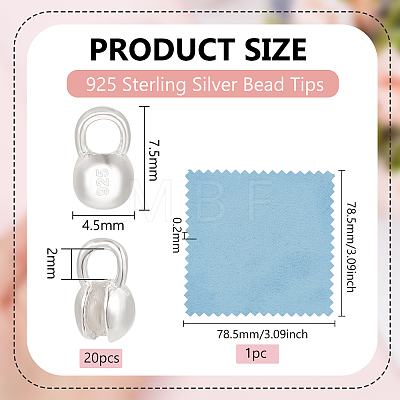 BENECREAT 925 Sterling Silver Bead Tips FIND-BC0005-44A-1