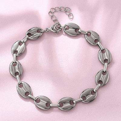 304 Stainless Steel Oval Link Chains Bracelets for Men & Women BJEW-D042-52P-1