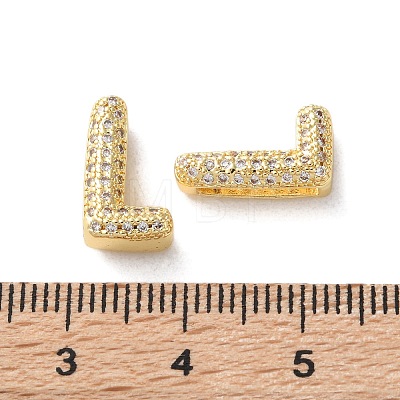 Rack Plating Brass Micro Pave Cubic Zirconia Slide Charms KK-C084-34G-L-1