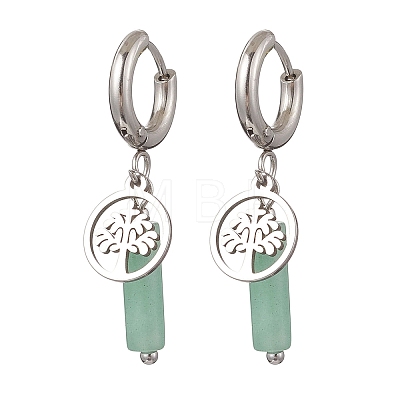 304 Stainless Steel Mixed Stone Column Hoop Earrings EJEW-JE06791-1