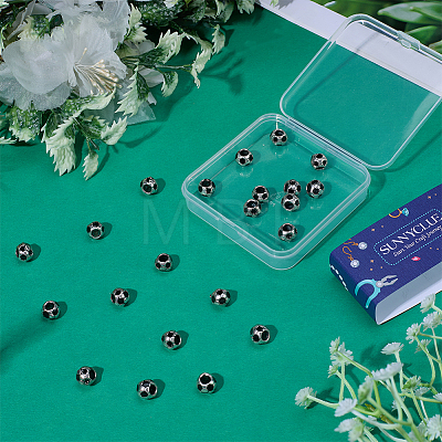 30Pcs Large Hole FootBall/Soccer Ball Alloy Enamel European Beads MPDL-SC0001-12-1