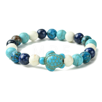 Summer Beach Turtle/Starfish Dyed Synthetic Turquoise Bracelets BJEW-JB10896-1