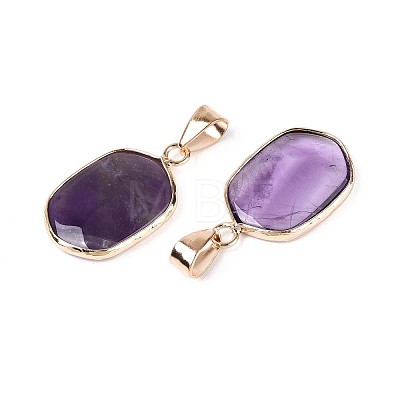 Natural Amethyst Pendants G-N349-04C-G-1