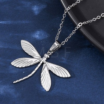 Dragonfly 304 Stainless Steel Pendant Necklaces NJEW-H059-05P-1