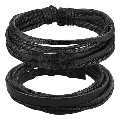 1Pc Cowhide Leather Cord Multi-strand Bracelets BJEW-CL0001-48B-1