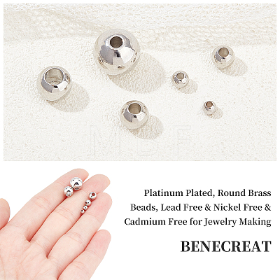 BENECREAT 96Pcs 6 Style Round Brass Beads KK-BC0007-47A-1