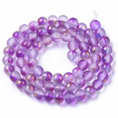 Frosted Spray Painted Glass Beads Strands GLAA-N035-03B-C05-1