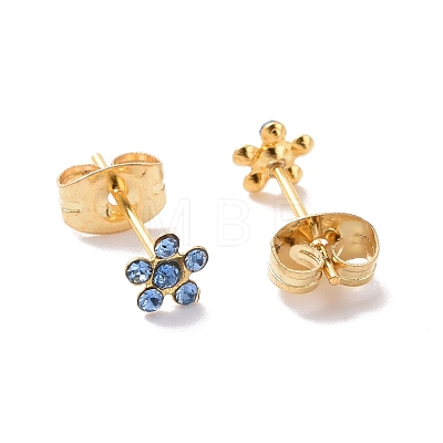 Rhinestone Flower Stud Earrings with 316L Surgical Stainless Steel Pins EJEW-P204-03G-03-1