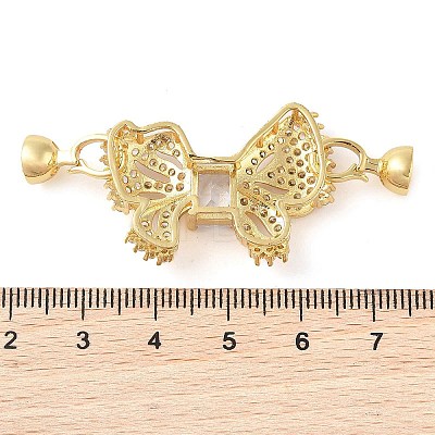 Rack Plating Brass Micro Pave Clear Cubic Zirconia Fold Over Clasps KK-S384-11G-1