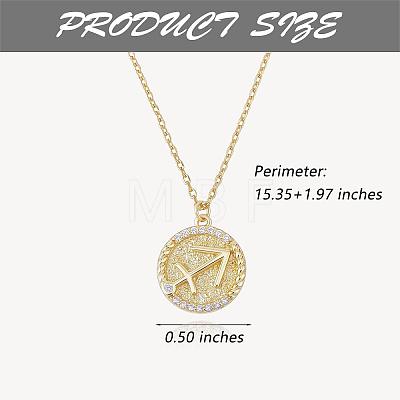 925 Sterling Silver 12 Constellation Necklace Gold Horoscope Zodiac Sign Necklace Round Astrology Pendant Necklace with Zircons Birthday Jewelry Gift for Women Men JN1089K-1