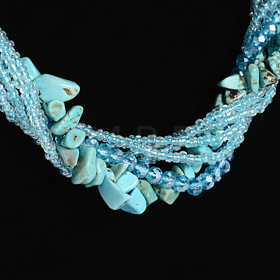 Synthetic Turquoise  Multi-strand Necklaces NJEW-L143-01-1