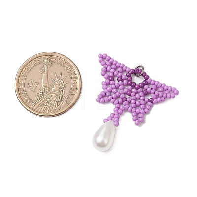 Glass Seed Beaded Butterfly Pendants PALLOY-MZ00484-03-1