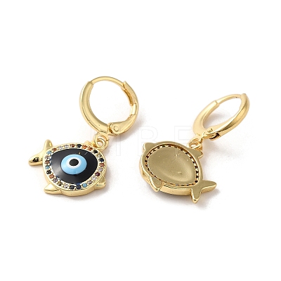 Evil Eye Real 18K Gold Plated Brass Dangle Leverback Earrings EJEW-Q797-01D-G-1