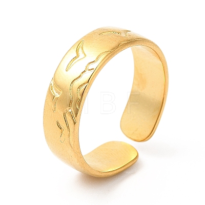 Ion Plating(IP) 304 Stainless Steel Common Gull Open Cuff Ring for Women RJEW-E063-14G-1